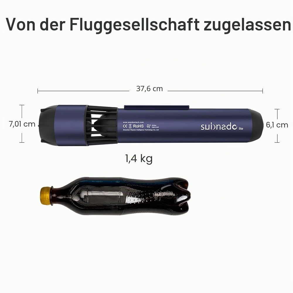 Waydoo Subnado Unterwasser-Scooter Lite, Wassersport-Tauchscooter mit abnehmbarem Griff, kompakter und tragbarer Wasserscooter für Erwachsene und Kinder, vielseitig einsetzbarer Sea Scooter, Blau