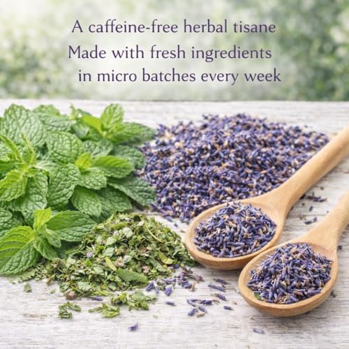 Image of Sancha Tea Boutique, Lavender Tea, Caffeine Free Herbal Tisane, 25 Pyramid Bags, Naturally Calming & Relaxing, Floral Herbal Infusion