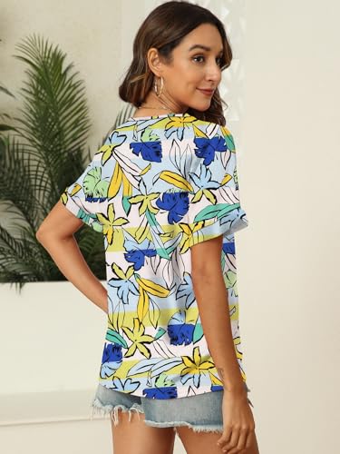 Image of T Shirts Short Sleeve V Neck Tees Womens Tops Beach Vacation Fashion Clothes 2026 Casual Summer Spring Fall Outfits