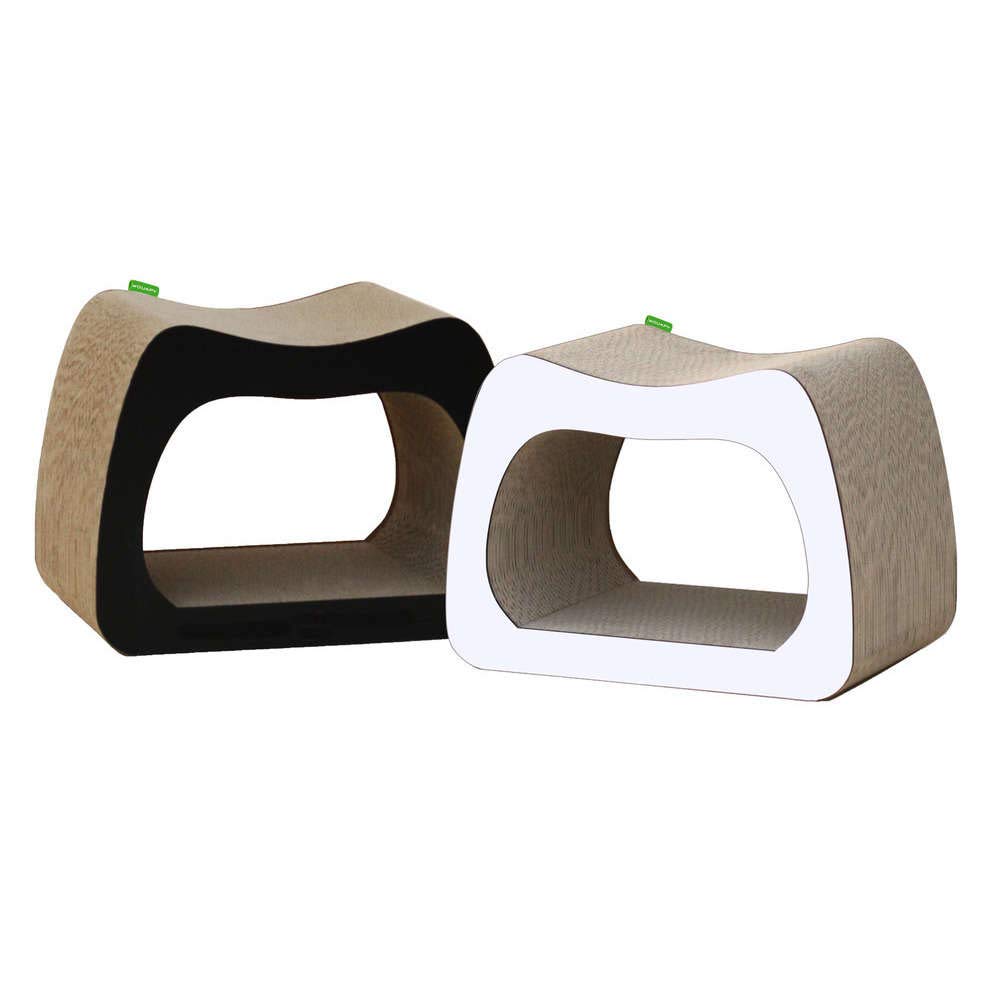 Wouapy - Griffoir Déco Kaverno pour Chat - Griffoir Entièrement en Carton - Design Moderne & Epuré - Larges Surfaces en Carton à Griffer - Pensé pour Le Confort des Chats - Noir