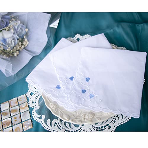 Coousml White Handkerchiefs Premium 60S Cotton Scalloped Hankies 11 Inches #TOP5