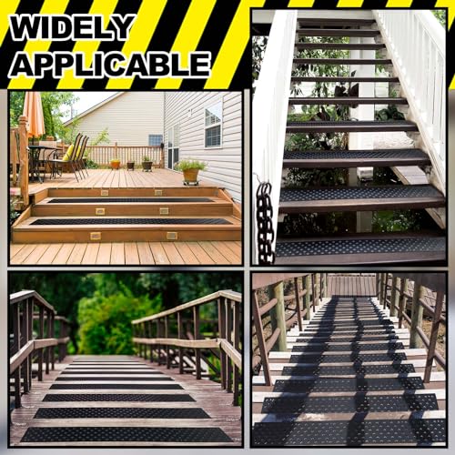 Gisafai MUL-GISAFAI-12043 4 Pcs Non Slip Aluminum Stair Tread 30 X 3.75 Inch Metal Stair Nosing Powder Coated Black Anti Slip Outdoor Stair Treads With Carbon Steel Screws, Easy To Install For Wood Ramp Deck Steps thumb #5