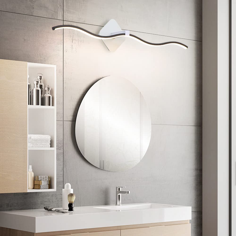 Lampada Specchio Frontale Led per Bagno, Lampada da Trucco a Forma D'Onda per Comodino da Bagno, Illuminazione Sopra Armadio Specchio, Illuminazione per Quadri/3 Color Mode/60Cm