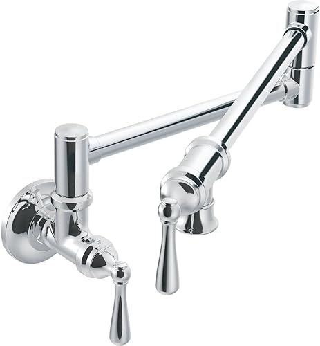 Moen S664 - Grifo de cocina plegable con brazo oscilante para montaje en pared, cromado