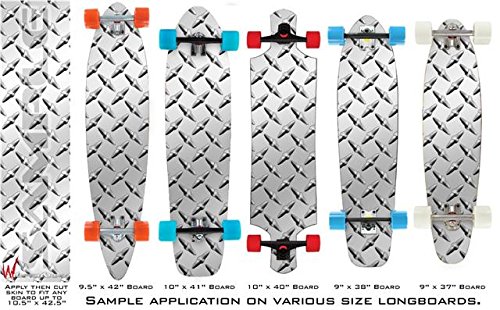 Diamond Plate Metal - Decal Style Vinyl Wrap Skin fits Longboard Skateboards up to 10