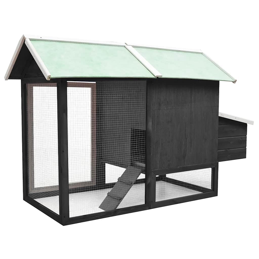 Gabbia per polli in legno di pino massiccio e abete, 170 x 81 x 110 cm, con recinto in filo di ferro verniciato a polvere e tetto impermeabile, per piccoli animali e recinti esterni