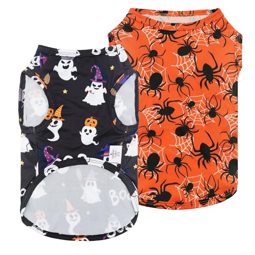 Image of CuteBone Dog Shirts 2-Pack Soft Pet Clothes Breathable Summer Vest for Small Puppy and Stretchy Cat Apparel