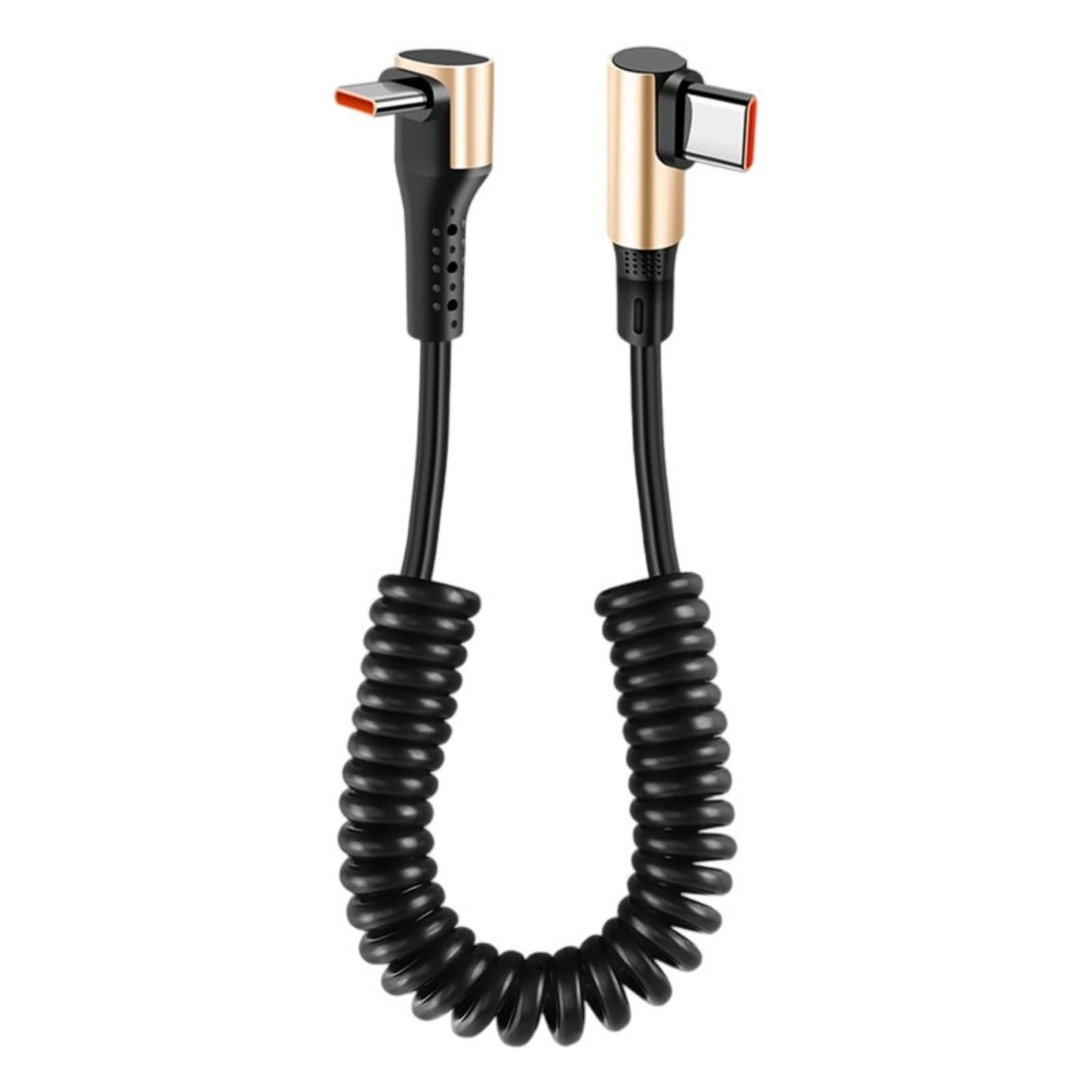 APGLSXY Adjsutable Spring Coiled Charging Cable 240W Fast Charging Double Type C Connector Wire for Wide Device Compatibility Data Transfer Cable