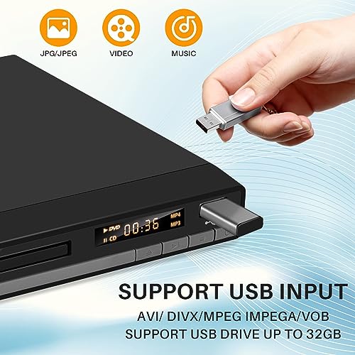 HD DVD Player mit HDMI-Anschluss, Region Free für Smart TV, HDMI/RCA Ausgangskabel inklusive, Unterbrechungspunktspeicherung, Eingebautes PAL/NTSC, CD Player für Zuhause (Nicht Blu-ray) – Bild 7