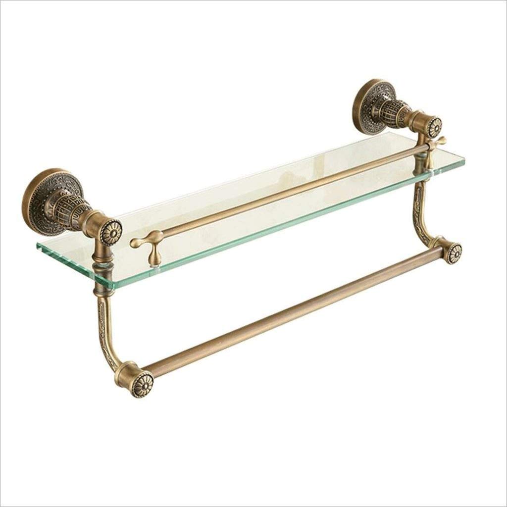 bathroom shelf, Stainless Steel Bathroom Glass Shelf with Towel Bar and Rail Brushed Finish