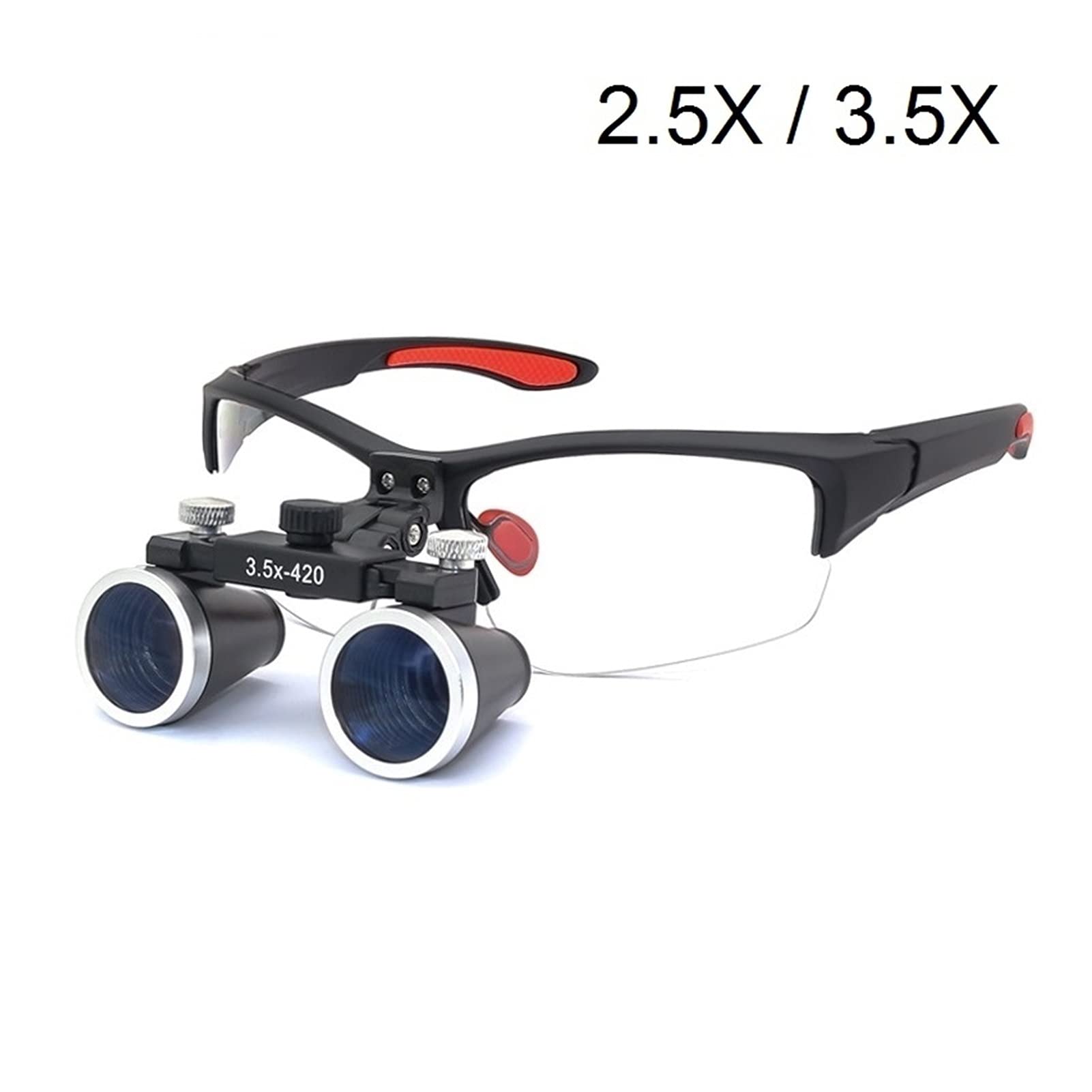 Lupenbrille,Lupenbrille Mit Licht Zahnmedizin Fernglas-Lupe Ultra-Lightweight Dental Lupe-Vergrößerung 2.5X 3.5X Lupe-Lupe für Zahnchirurgie(BLACK,2.5X)
