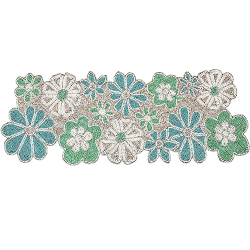 Handmade Beaded Table Runner, Beaded Runner For Table, Beaded Table Runner Christmas, Easter Beaded Table Runner, Beaded Christmas Table Runner, Home Decor Mat For Wedding - Cyan Sea Green #TOP1
