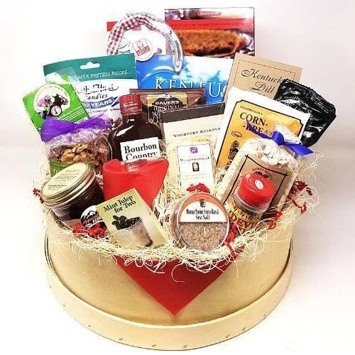 Governors Choice Basket – Large Kentucky Gourmet Gift Basket with Bourbon Chocolates, Derby Pie, Mint Julep Cup, Kentucky Proud Jams, Sauces, Seasonings, Nuts & Dirty Old Horseshoe Keepsake