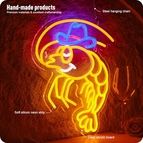 Image of Shrimp Neon Sign Cowboy lobster LED Light for Wall Decor Seafood Light Up Signs Wall Art for Seafood Restaurants Pub Store Man Cave (Orange Shrimp)