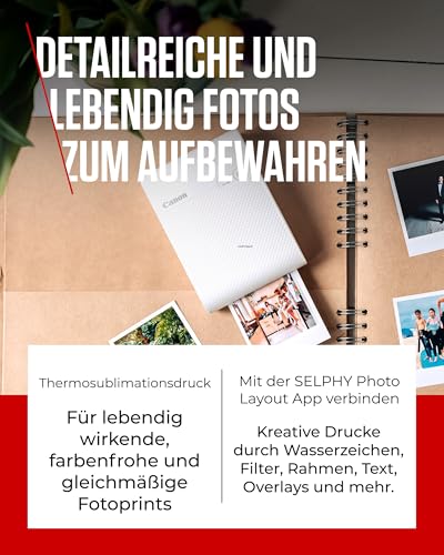 Canon SELPHY SQUARE QX10 Mobiler WLAN-Fotodrucker mit kreativen Funktionen – ideal für Scrapbooking und Fotoalben (Weiß)