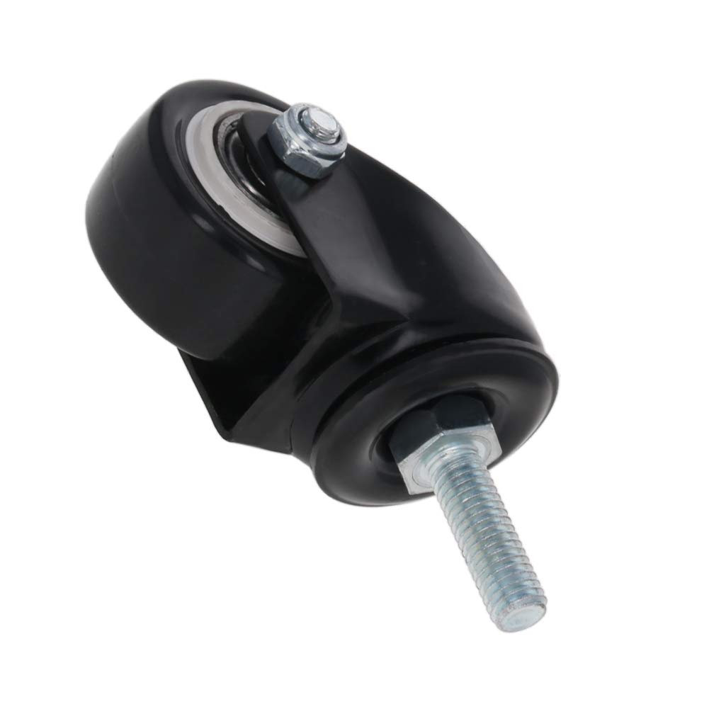 1.5 Inch Swivel Caster Wheels PU 360 Degree Threaded Stem Caster Wheel, M8 x 25mm, 77lb Capacity Each Wheel Black Tone 4pcs, (Bettomshin)