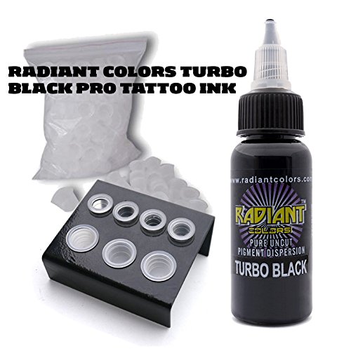 Miniatura 7 de Kit de tatuaje de bobina Inkstar Old School Ace C 5 Fuente de alimentación de ametralladora y colores radiantes Pro tinta negra (218 piezas)