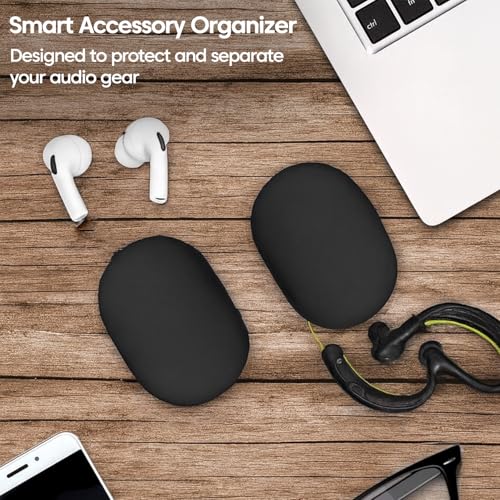 Image of Sounce Small Portable Protective Silicone Earphone Case Pouch Travel Cable Storage Holder Organizer for USB Charger Cords Earbuds and Small Accessories Headphone Keeper Black