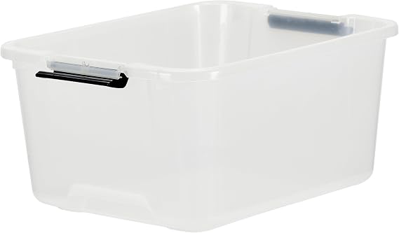 Iris Ohyama Plastic Storage Boxes with Lids, 15L, Set of 6, Transparent