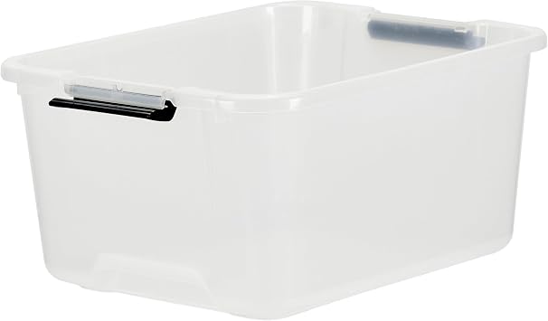 Iris Ohyama Plastic Storage Boxes with Lids, 15L, Set of 6, Transparent
