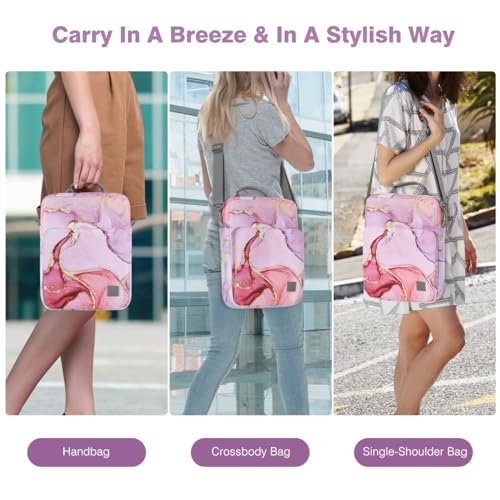 Image of Dadanism 9-11 Inch Tablet Sleeve Bag Carrying Case with Shoulder Strap for iPad (A16) 11 inch, iPad 10th Gen 10.9 inch, iPad Air M4 /Pro M5 11 inch, iPad 9 /8 /7th 10.2 inch, Galaxy Tab A11+ Plus 11 inch, Cloudy Pink