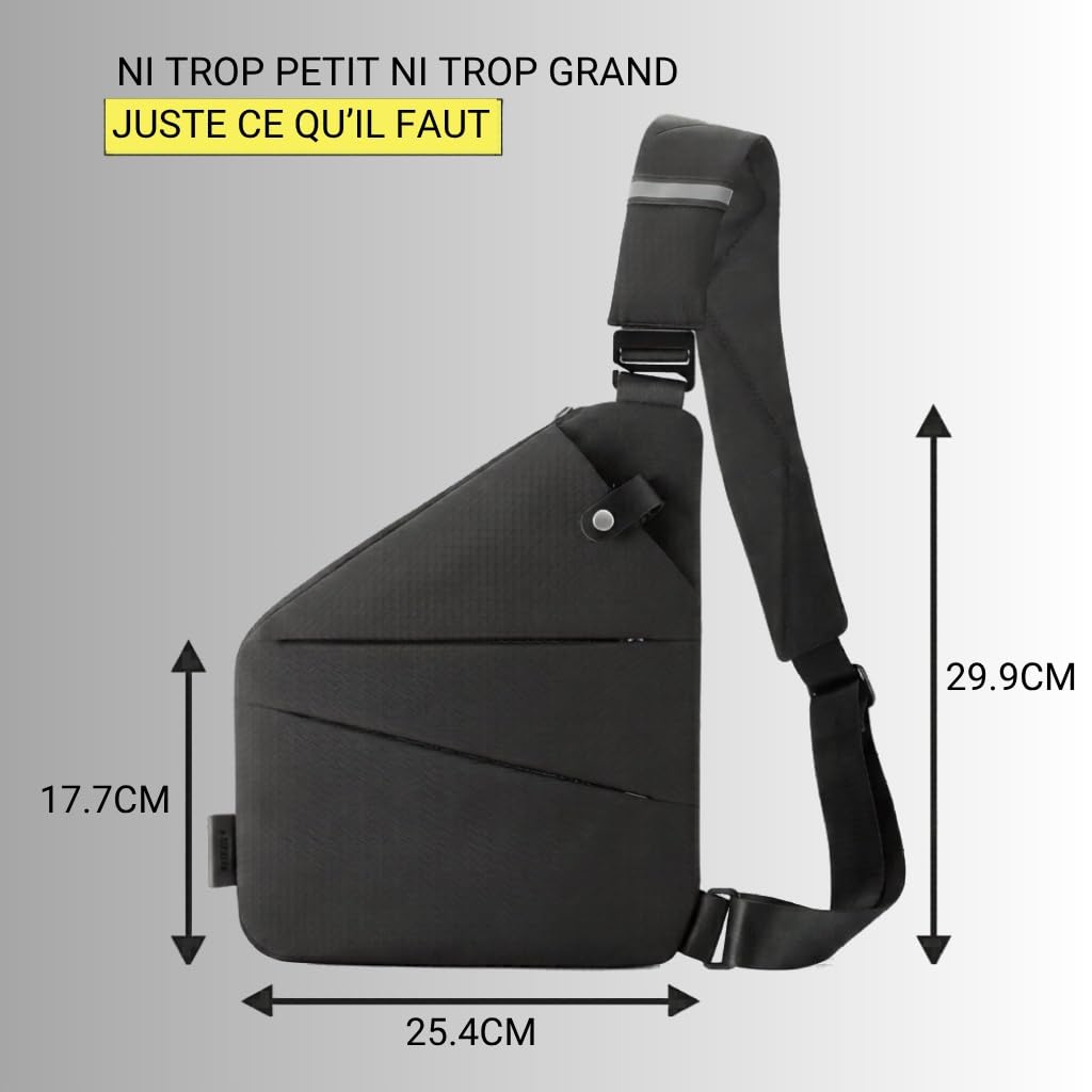 wanroy sac de voyage antivol wanroy+, Sac Banane Antivol Imperméable avec Fermetures Cachées, 3 Compartiments, Poche Téléphone Sécurisée, Bandoulière Réglable, Sac Poitrine Voyage Homme Femme