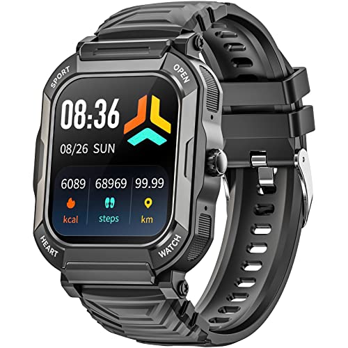Smart Watches for Men, 1.91'' HD Fitness Activity Tracker Watch with Blood Pressure/Heart Rate Monitor/Blood Oxygen, IX68 Waterproof black Military Outdoors Sport Watch Compatible with iOS and Android - Image 10