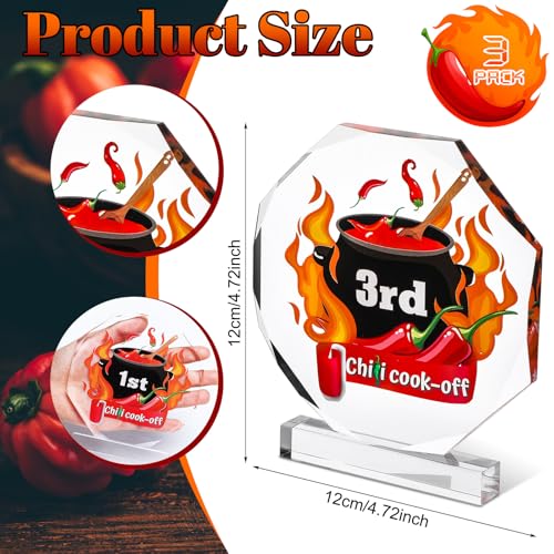 Image of DoubleFill 3 Pcs Chili Cook Off Trophies Acrylic Prizes