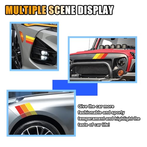 Image of 10 Inch Classic Retro Style Tri-Color Stripe Sticker Decal, Car Exterior or Interior Accessories for Toyota Tacoma 4Runner Tundra, Decoration Grille Fender Hood Side Skirt Bumper Dashboard (Red)
