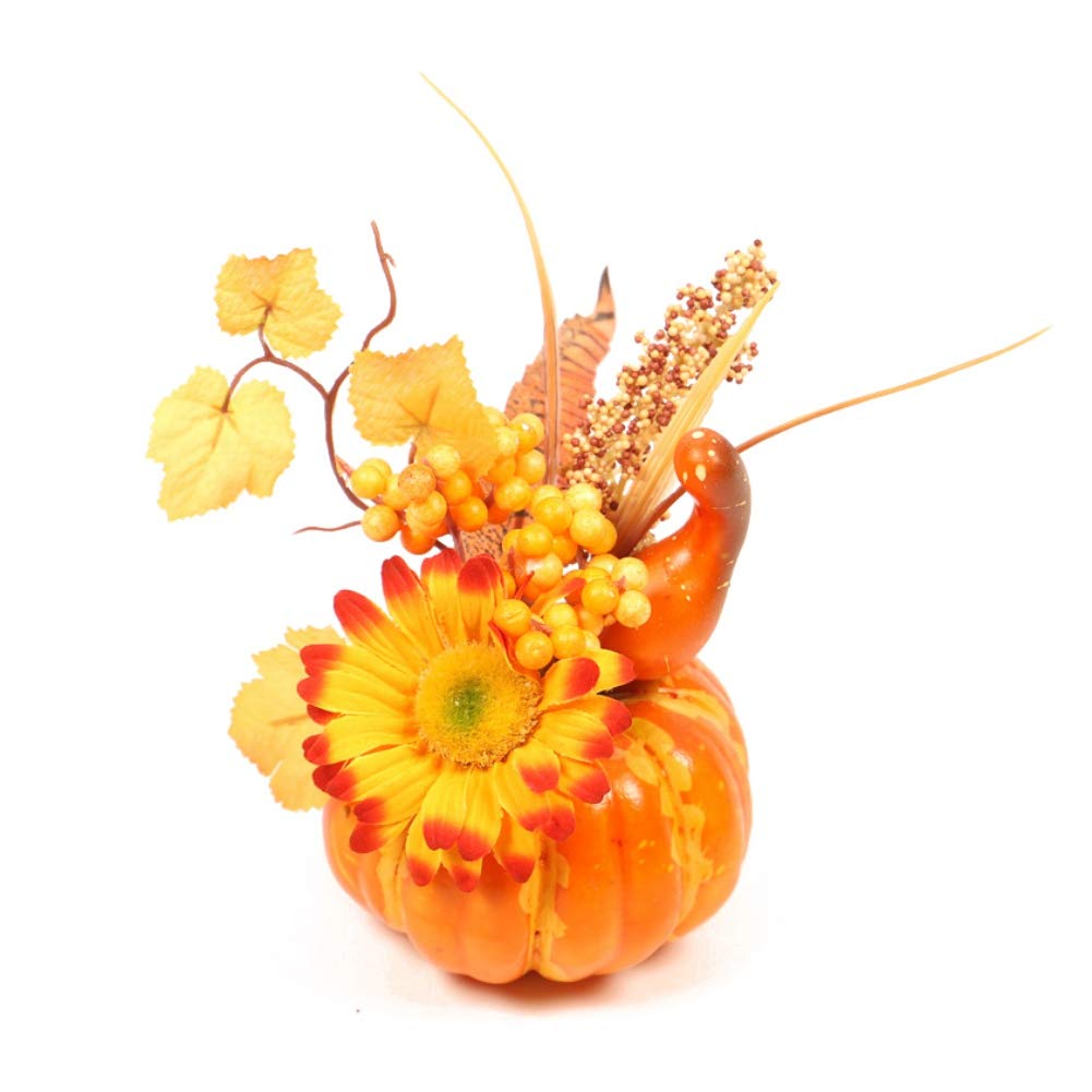 Maritown Style2 Halloween Decoration Artificial Pumpkin Maple Leaf Flowers Orange Ornament Bonsai Table Centerpiece Props For Halloween Thanksgiving Autumn Fall Decoration