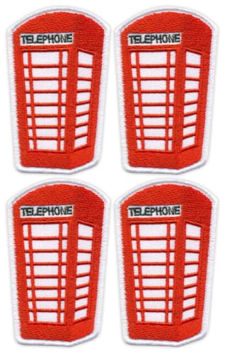 Image of Set of Four - Patchion Red Telephone Box - London - Sew-on - Embroidered Patch/Badge/Emblem