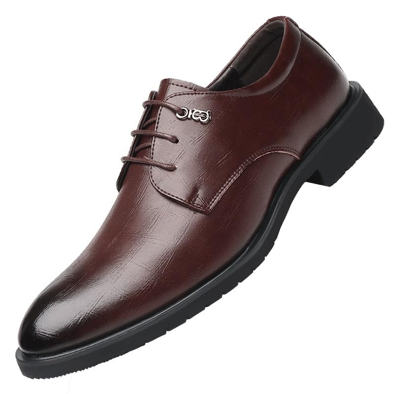 Men's Pointed Toe Dress Shoes Modern Wedding Office Classic Oxfords Shoes Breathable Comfort Business Lace Up Work Leisure Leather Dress Shoes