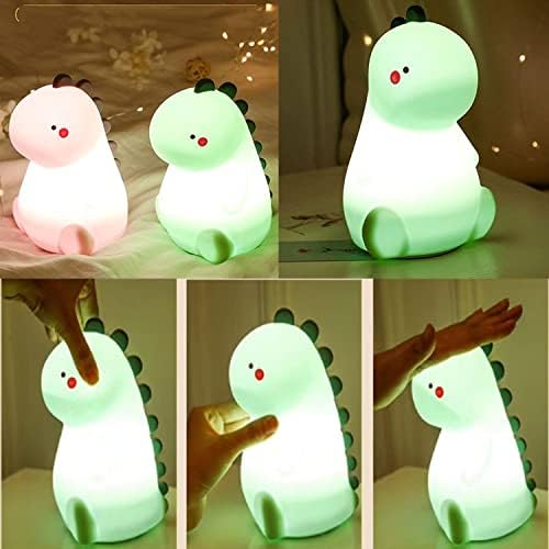 Dinosaur Night Light for Kids, 7 Colors Changing Touch Sensor Room Decor Light for Boys Girls, Rechargeable Nursery Dinosaur Lamp Baby Mood Light Dinosaur Lamp for Boys & Girls. (Green) 8 51gga8Ee++L. AC