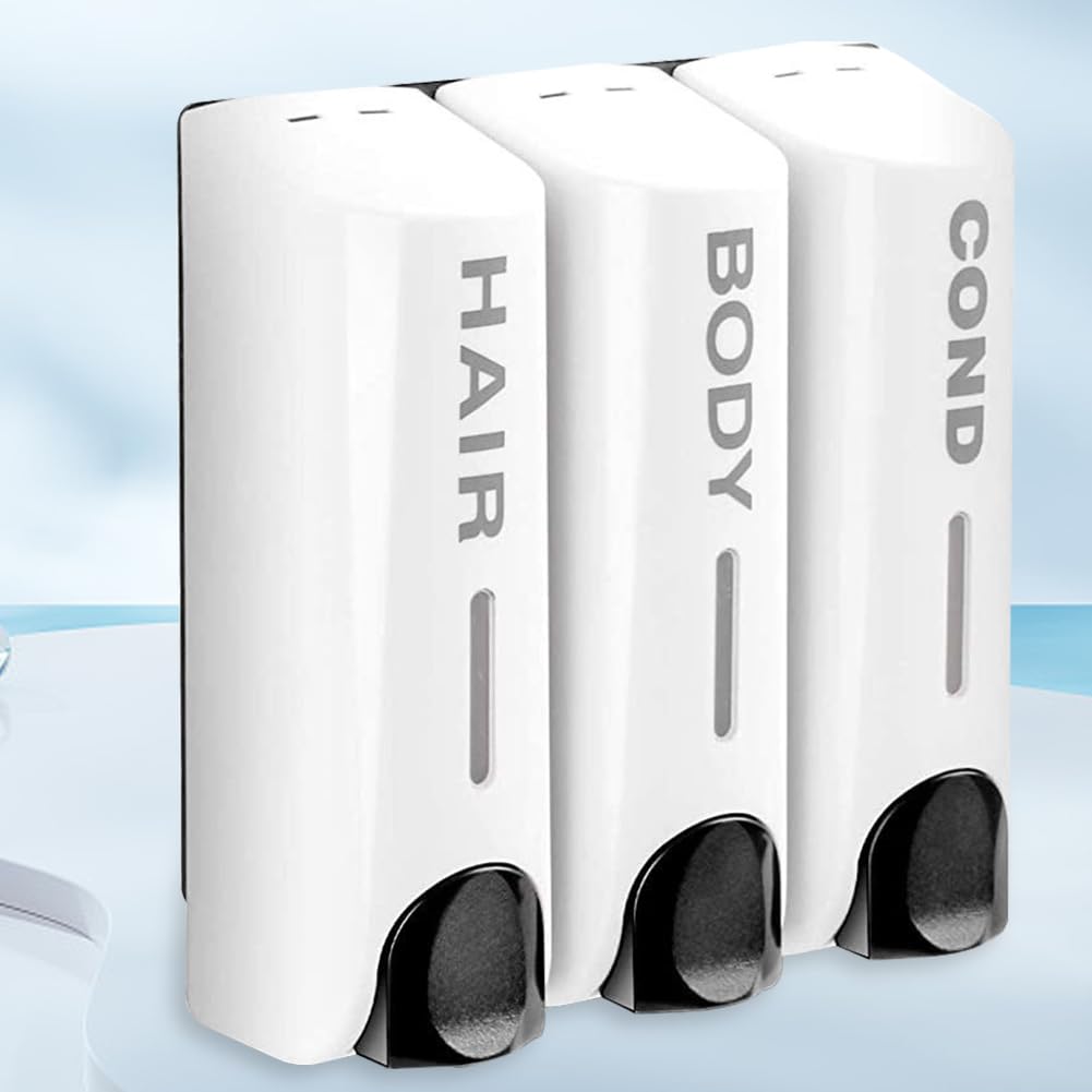 Dispensador Triple de Champú y Acondicionador de 350 ml Recipiente de Jabón para Loción de Lavado Resistente al Calor para Montaje en Pared Gran Capacidad para Accesorios de Baño