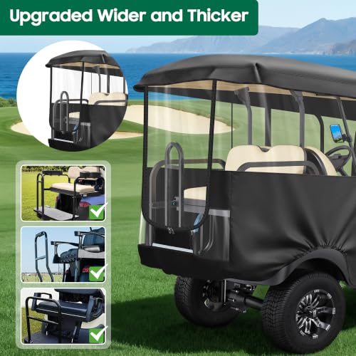 10L0L 4 Passenger Golf Cart Enclosure for Club Car Precedent/Onward-94.5'' Extended Roof with Security Side Mirror Openings,600D Waterproof Portable Golf Cart Rain Cover Driving Enclosure - image 6