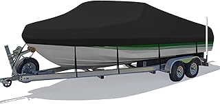 1200D Waterproof Boat Cover, Fits 17' to 19' ft V-Hull, Fish&Ski, Pro-Style, Fishing, Runabout, Bass Boats
