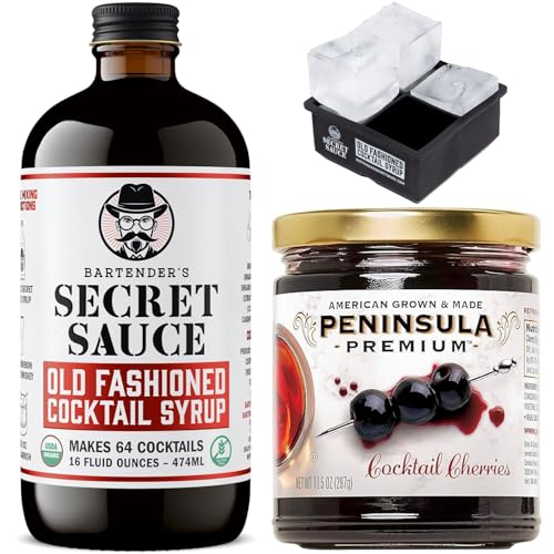 Bartender&rsquo;s Secret Sauce Old Fashioned Mix Kit &ndash; Makes 64 Cocktails (16oz Bottle) &ndash; Includes...