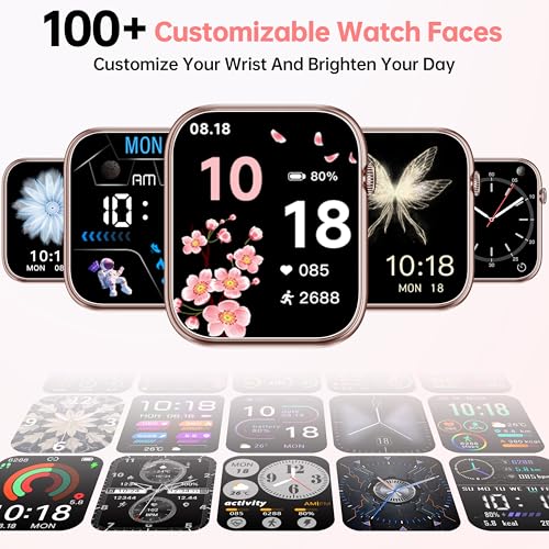 Image of Smart Watches for Women, 1.83 inch HD Touchscreen Fitness Tracker, Bluetooth Notifications /Calls, IP68 Waterproof, 100+ Sport Modes, 24 /7 Heart Rate & Sleep Monitor for iPhone Android iOS
