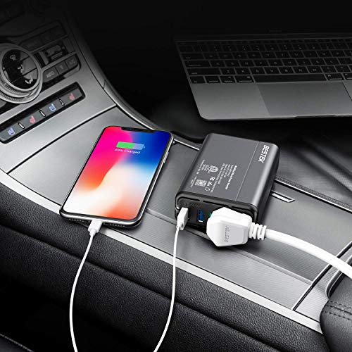 BESTEK 150W Power Inverter DC 12V to 110V AC Converter 4.2A Dual USB Car Adapter, Thinner Design with ETL Listed, Grey/Black