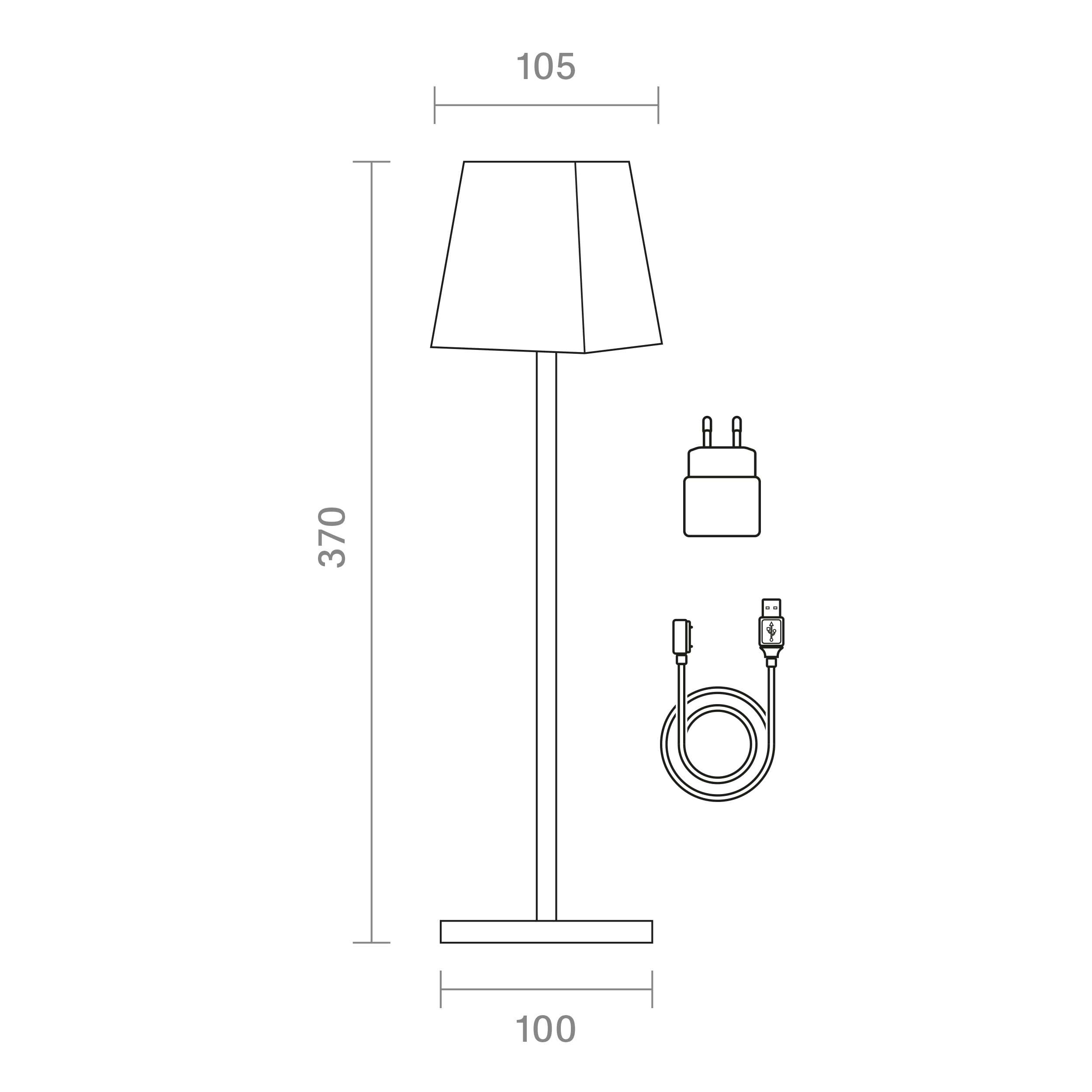 SIGOR Nuindie 1.0 eckig LED Akku-Tischleuchte, graphitgrau | Dimmbar • Indoor & Outdoor • IP54 • 37 cm • Easy Connect • 12 h Leuchtdauer
