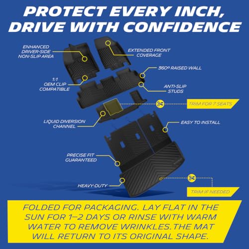 Image of Michelin Vehicle Mats for 2022-2026 Nissan Pathfinder 7&8 Seats | Custom Fit Floor Mats & Backrest /Trunk Mat, Non-Slip, All-Weather TPE Liner, Full Set Accessories, , 5 PCS, Premier