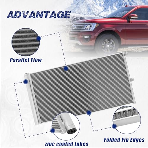 Image of Air Conditioning A /C Condenser Compatible with Ford F-150 Expedition; Lincoln Navigator # 3975, BL3Z19712B, BL3Z19712C, FO3030233