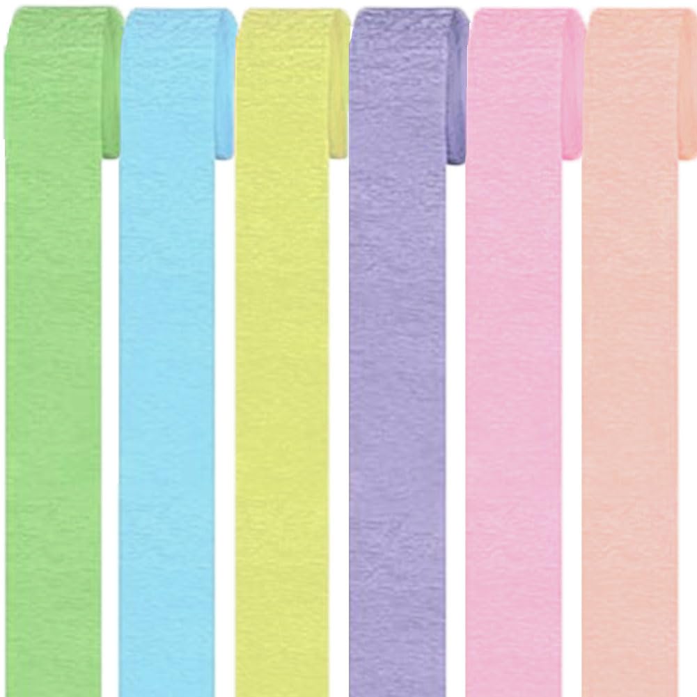 6 Rolls Crepe Paper Streamers, Colorful Crepe Paper Roll Streamer, 4.5cm*25m Paper Craft Crepe, Background Snakes Paper for Birthday, Party Decorations, Wedding Decorations (1.8 Inch x 82 Ft/Roll)