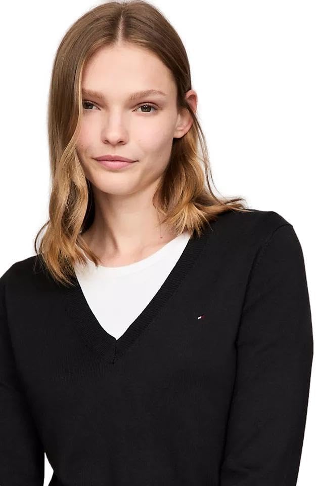 Tommy Hilfiger Womens Classic Fit Lightweight V-Neck Sweater - Image 3
