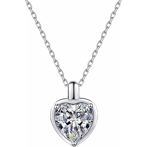 MOISSANDY Heart Moissanite Pendant Necklace for Women, 925 Sterling Silver 18k Gold Palted White | GRA Certified D Color VVS, Dalily Necklace, Jewelry Gift for Anniversary, Birthday, Valentine’s Day