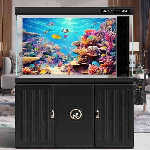 Image of Underwater Aquarium Background Under The Sea Paradise Tropical Fish and Coral Reef Terrarium Background Breathtaking Fish Groups Deep Ocean with Sunbeams Fish Tank Backdrop Aquatic Theme 30x18in