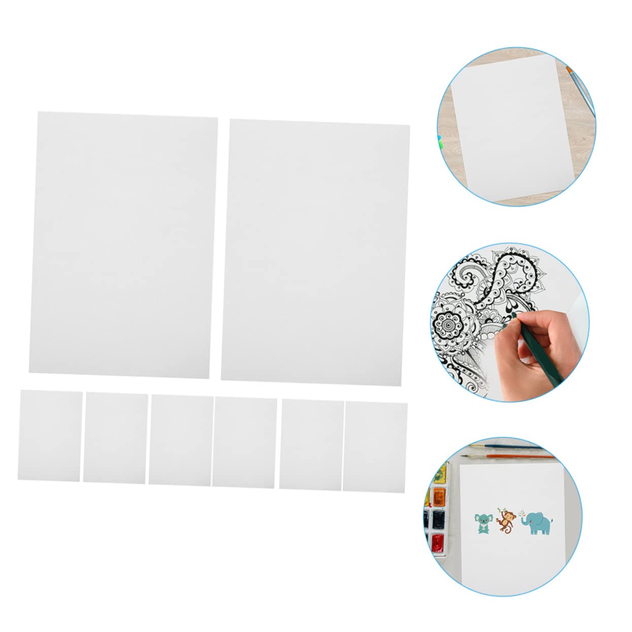 HOMSFOU Weißes Aquarellpapier für Malen und Zeichnen für Schüler und Kinder 100 Blatt aus Papier 160g Dickes Zeichenpapier zu Hause der Schule