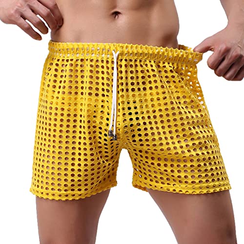 Muscularfit Men Swim Trunks Short Summer Fashion Sexy Knit Hollow New Swimming Trunks Drawstring Hawaiian Beach Bathing Suits