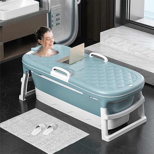 Bañera plegable, lavabo portátil para espacios pequeños, viajes, ducha y descanso, diseño plegable con cubierta, ideal para áreas de estar compactas