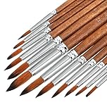 Watercolor Brushes 12Pcs Watercolor Painting Brush Set Round Pointed Tip Artist Paint Brushes Professional Detail Paint Brushes for Watercolor Acrylics Gouache Oil